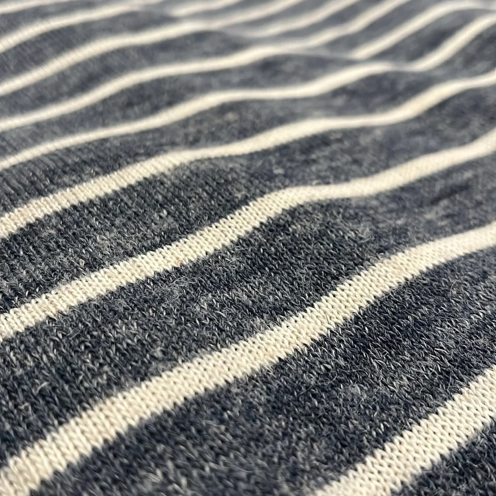 J. Crew Men's blue and White Striped Crewneck Sweater